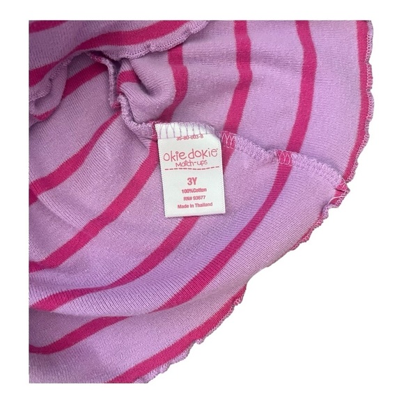 Okie Dokie pink/purplish Stripe Long Sleeve Shirt buttons lettuce trim Girl 3 - Picture 6 of 8